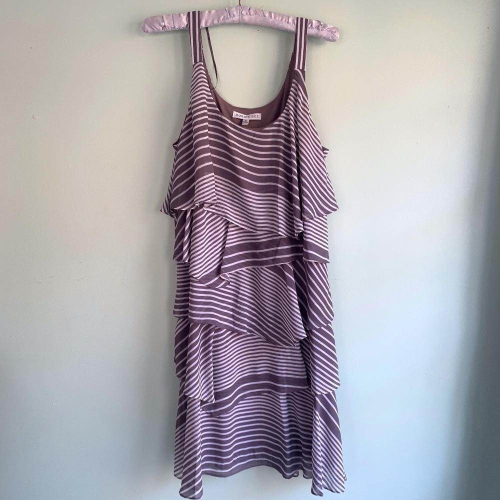 Robbie Bee Stripe Ruffle Swing Dress